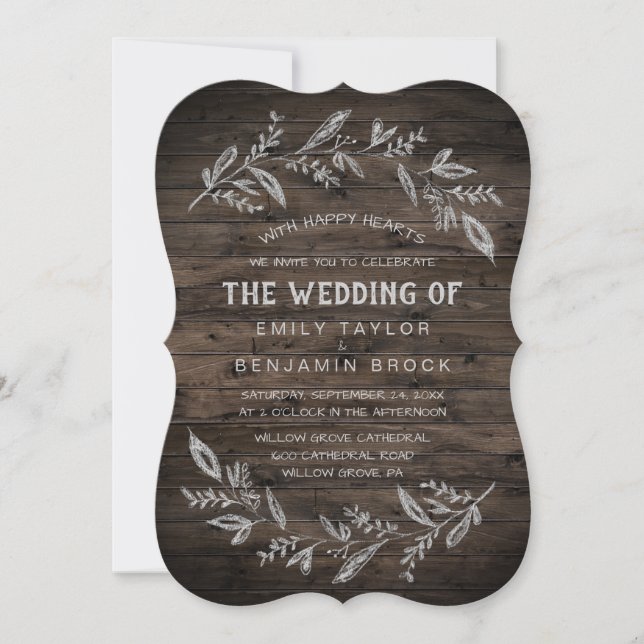 Curved Branches | Wooden The Wedding Of Invitation (Front)