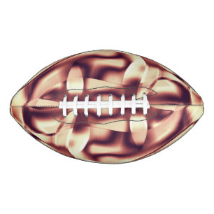Curved brownish red or burgundy shapes, beige tone football