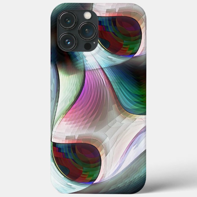 Curved chequerboard shapes in almost chrome colour Case-Mate iPhone case (Back)