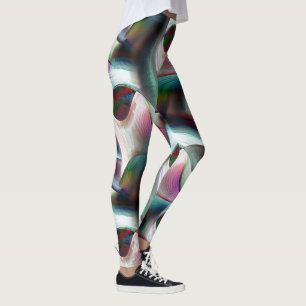 Curved chequerboard shapes in almost chrome colour leggings