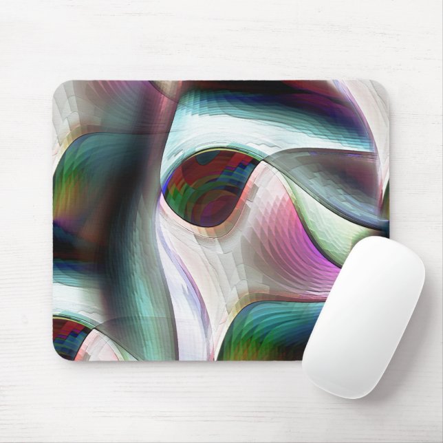 Curved chequerboard shapes in almost chrome colour mouse pad (With Mouse)