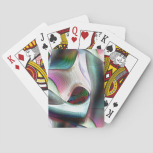 Curved chequerboard shapes in almost chrome colour playing cards