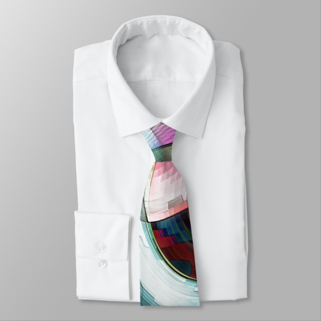 Curved chequerboard shapes in almost chrome colour tie (Tied)