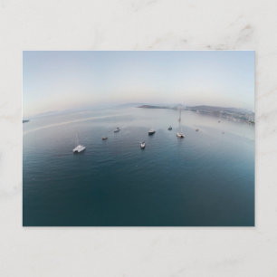 Curved Earth Ships Holiday Postcard