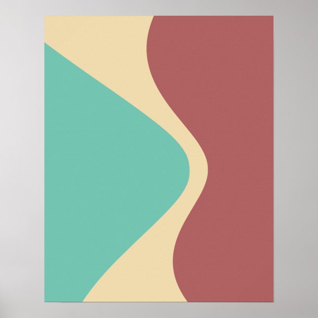 Curved Geometric Shapes Green Brown Poster (Front)