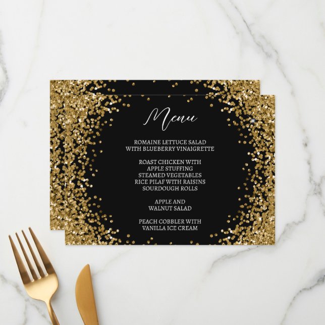 Curved Gold Glitter White Menu (Front/Back In Situ)
