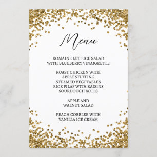 Curved Gold Glitter White Menu