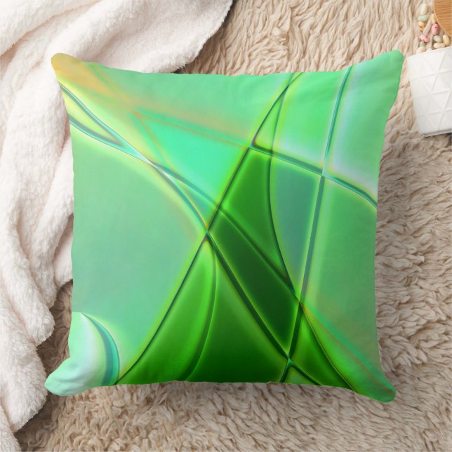 Curved green geometric shapes with deep contours   cushion (Blanket)
