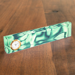 Curved green shapes of acrylic, mint green shades nameplate