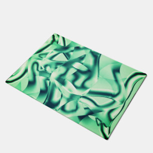 Curved green shapes of acrylic, some mint shades doormat