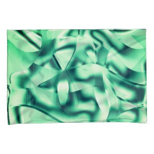 Curved green shapes of acrylic, some mint shades pillowcase