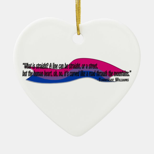 Curved Heart/Bi Pride Ceramic Tree Decoration (Front)