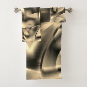 Curved khaki or beige shapes, with luminous tones bath towel set