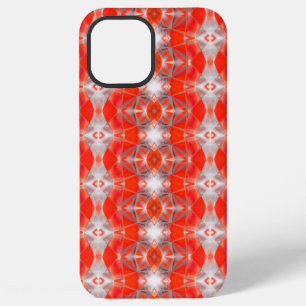 Curved light red rapport floating over white grey iPhone 12 pro max case
