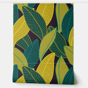 Curved lines Branches Leaves Black G624 Wallpaper