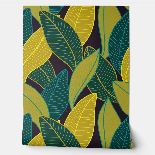 Curved lines Branches Leaves Black G624 Wallpaper (Unrolling)