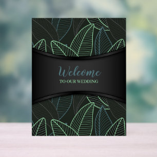 Curved lines Branches Leaves Black G625 Acrylic Sign