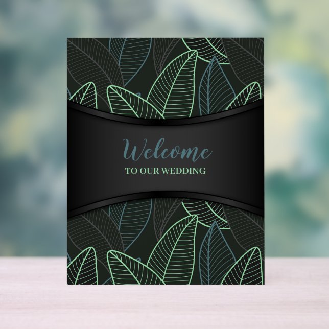 Curved lines Branches Leaves Black G625 Acrylic Sign (Neutral)