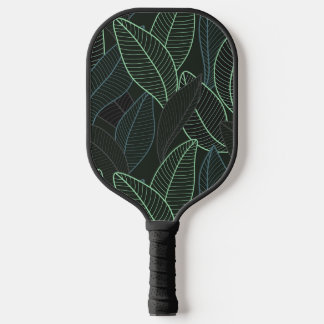 Curved lines Branches Leaves Black G625 Pickleball Paddle