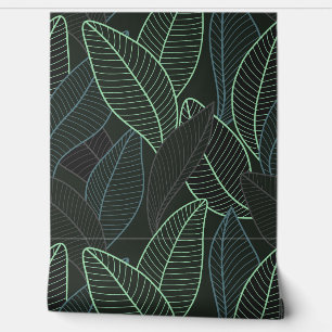 Curved lines Branches Leaves Black G625  Wallpaper