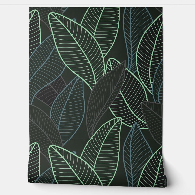 Curved lines Branches Leaves Black G625  Wallpaper (Unrolling)