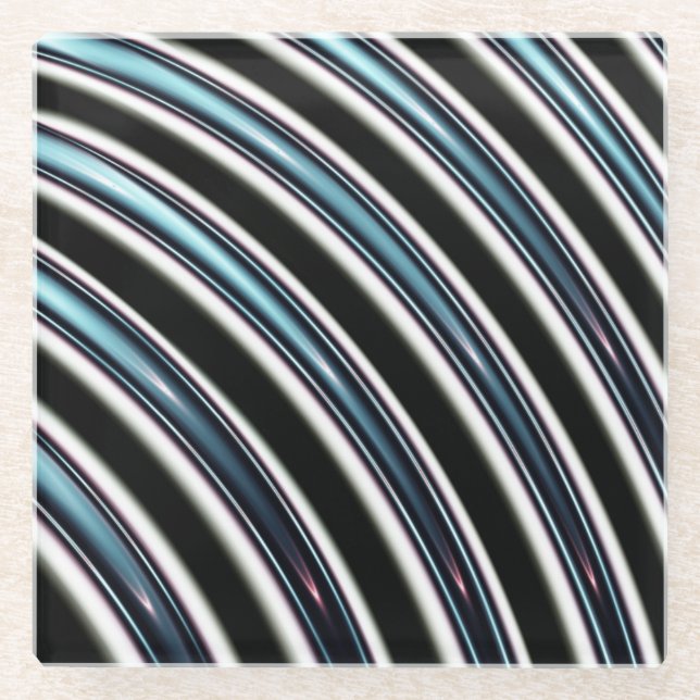 Curved Lines Close Up Of A Fractal Glass Coaster (Front)
