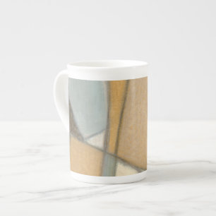 Curved Lines & Muted Earth Tones Bone China Mug