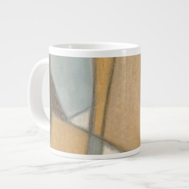 Curved Lines & Muted Earth Tones Large Coffee Mug (Front Left)