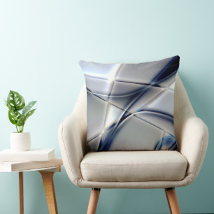 Curved lines with blue chrome tone over squares cushion