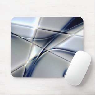 Curved lines with blue chrome tone over squares    mouse pad