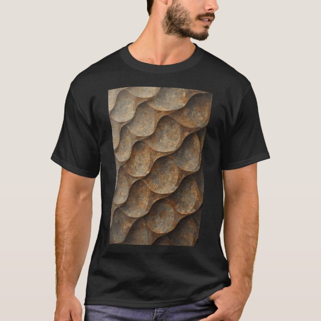 Curved Mosaic Tile Pattern: Earthy Geometry T-Shirt (Front)