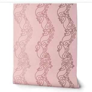 Curved Ombre Stripes - Rosy - Pink Wallpaper