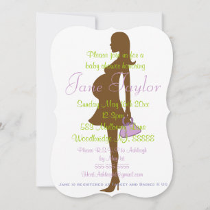 Curved Purple Silhouette Baby Shower Invitations