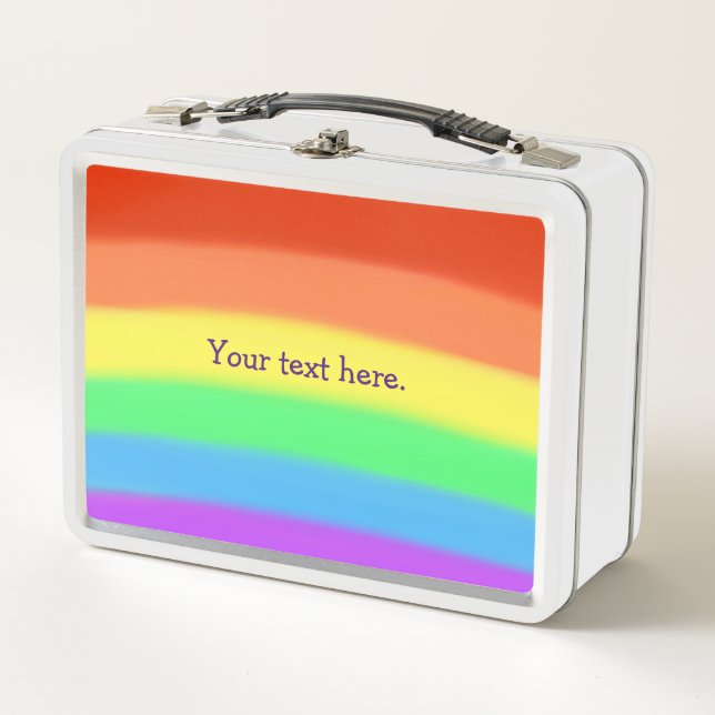 Curved rainbow blends, your text, lunch box (Front)