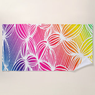 Curved rainbow lines beach towel