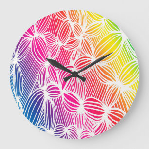 Curved rainbow lines large clock