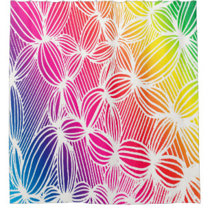 Curved rainbow lines shower curtain