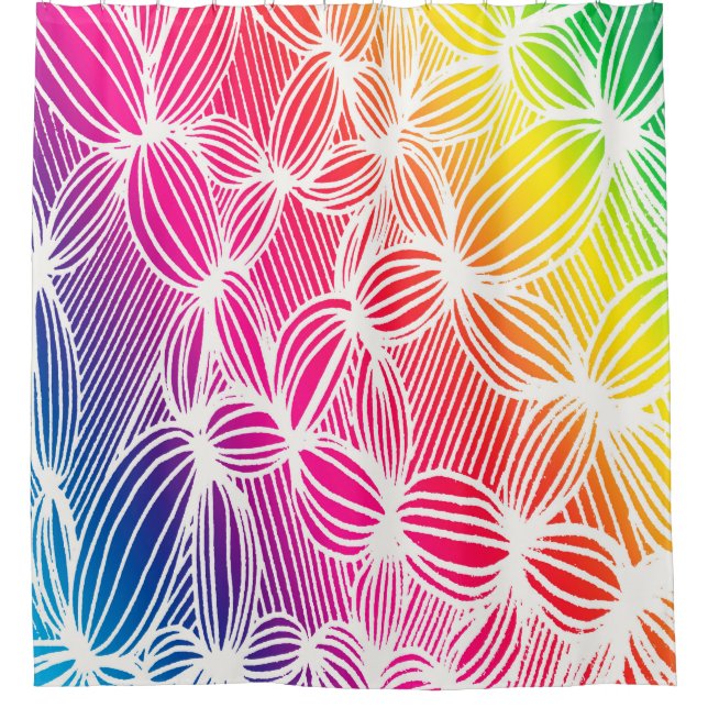 Curved rainbow lines shower curtain (Front)