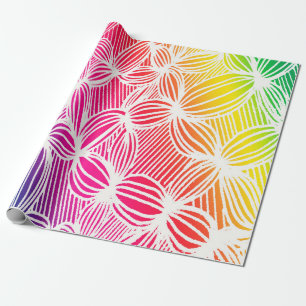 Curved rainbow lines wrapping paper