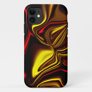 Curved red and golden strokes with dark parts iPhone 11 case