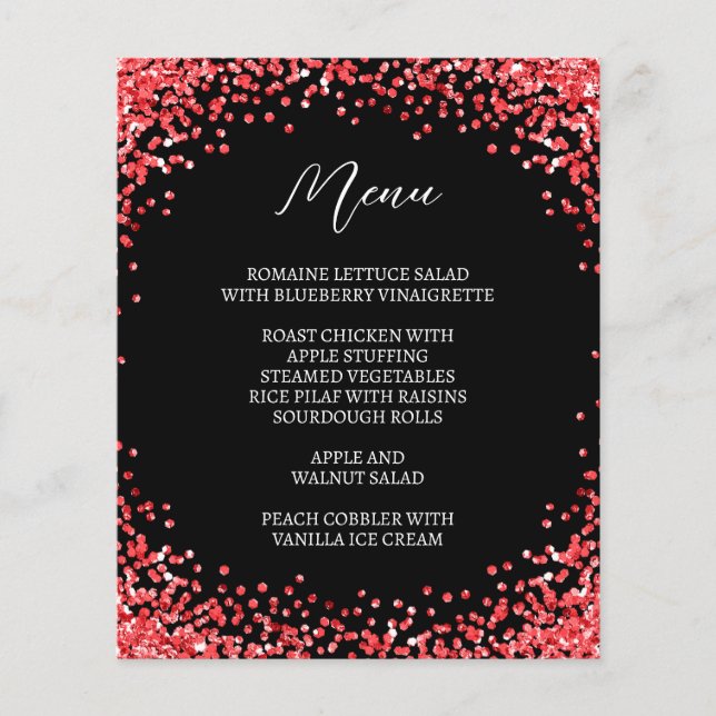 Curved Red Glitter Black Menu (Front)