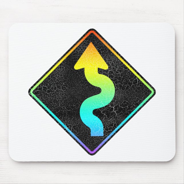 curved road ahead street sign mouse pad (Front)
