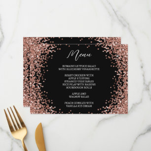 Curved Rose Gold Glitter Black and White Menu