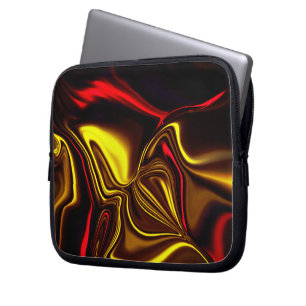 Curved showy red and gold strokes with dark parts  laptop sleeve