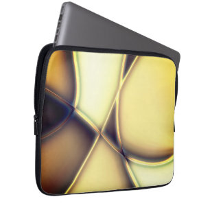 Curved smooth golden lines over burnt beige laptop sleeve