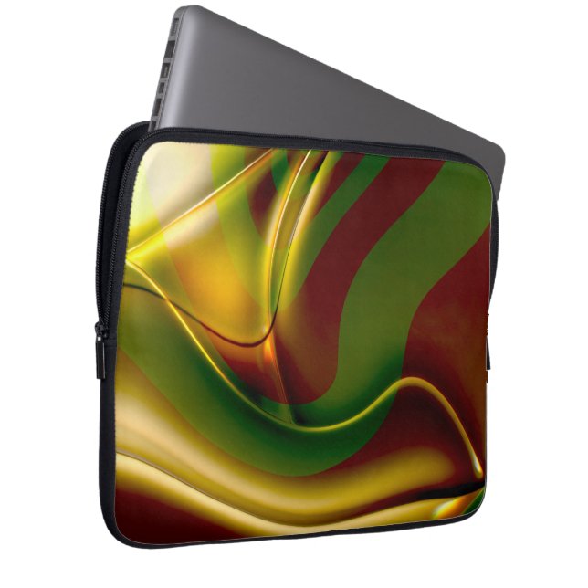 Curved spiral in polished and inflated sepia green laptop sleeve (Front Right)