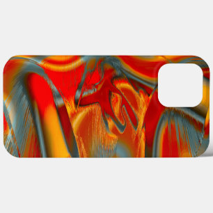 Curved staines with scratched red to orange on ice iPhone 13 pro max case