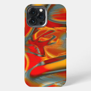 Curved staines with scratched red to orange on ice iPhone 13 pro max case