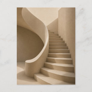 Curved Staircase Minimalist Beige Postcard