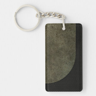 Curved Steel Plate Graphic on Industrial Mesh Key Ring